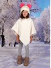 Kids Soft Faux Fur Poncho W/  Diagonal Pattern and Faux Fur Neckline (3-7 Years Old) 